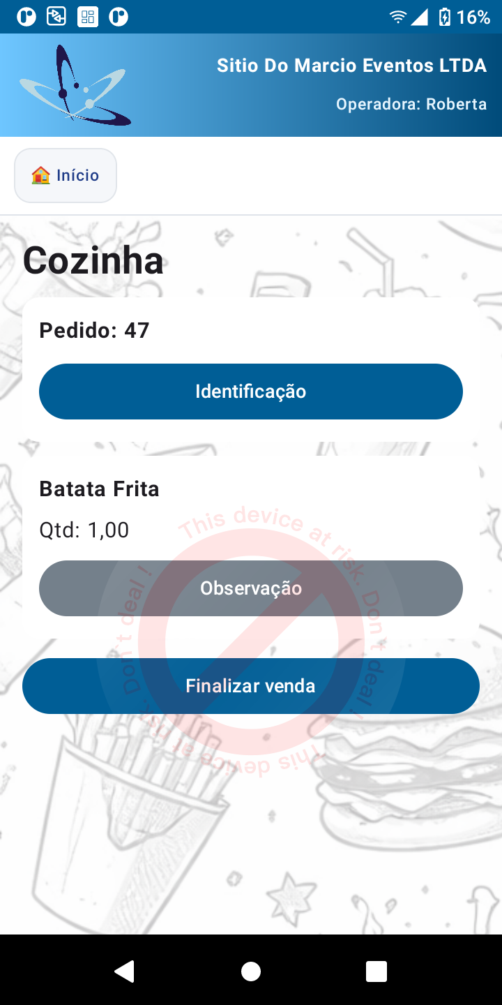 Tela de cozinha do SMB Empresa na maquininha de pagamento